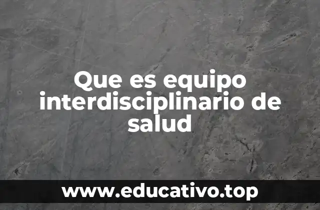 Que es equipo interdisciplinario de salud
