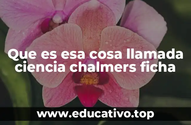 Que es esa cosa llamada ciencia chalmers ficha