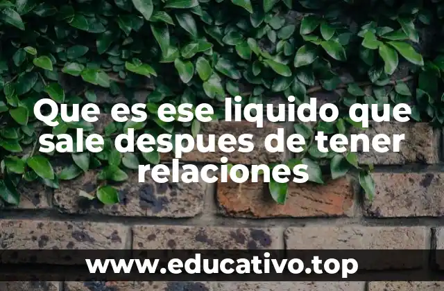 Que es ese liquido que sale despues de tener relaciones