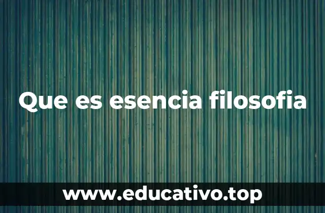 Que es esencia filosofia