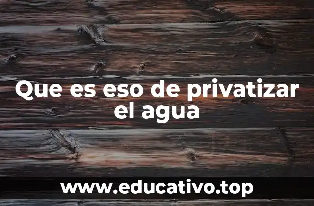 Que es eso de privatizar el agua