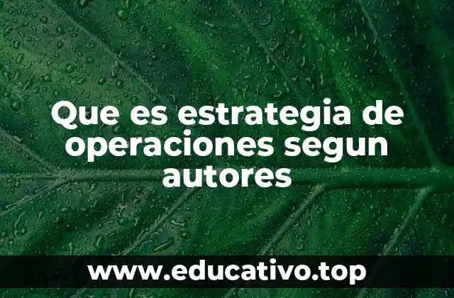 Que es estrategia de operaciones segun autores
