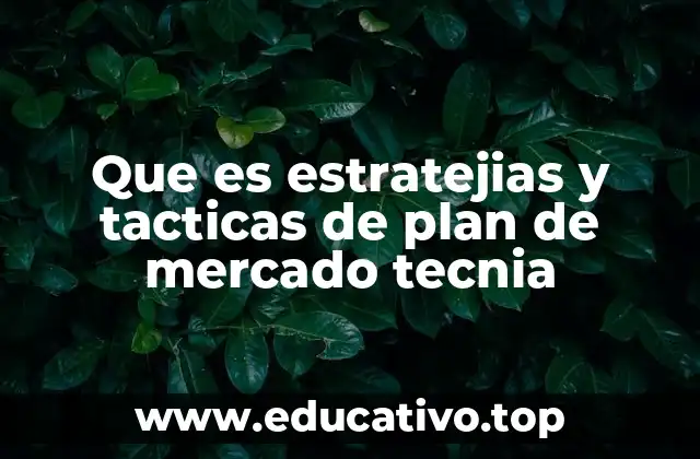Que es estratejias y tacticas de plan de mercado tecnia