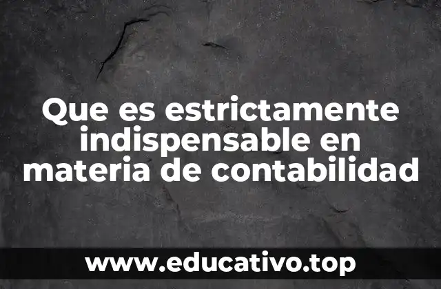 Que es estrictamente indispensable en materia de contabilidad