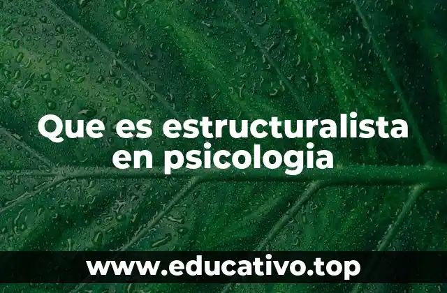 Que es estructuralista en psicologia