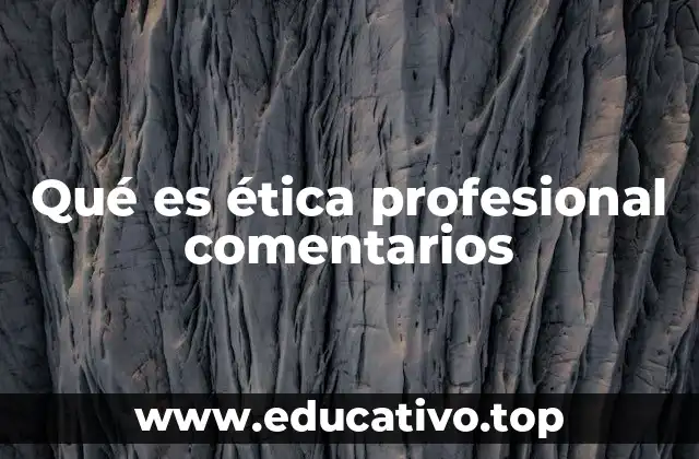 Qué es ética profesional comentarios