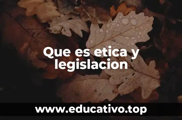 Que es etica y legislacion