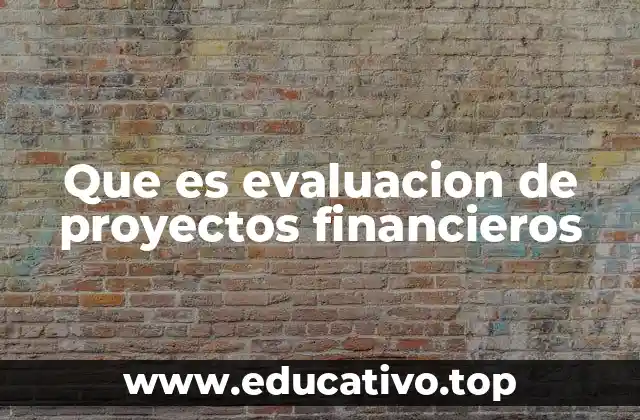 Que es evaluacion de proyectos financieros