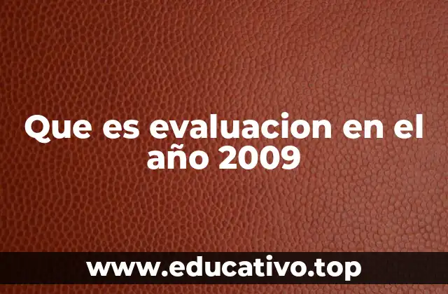 Que es evaluacion en el año 2009