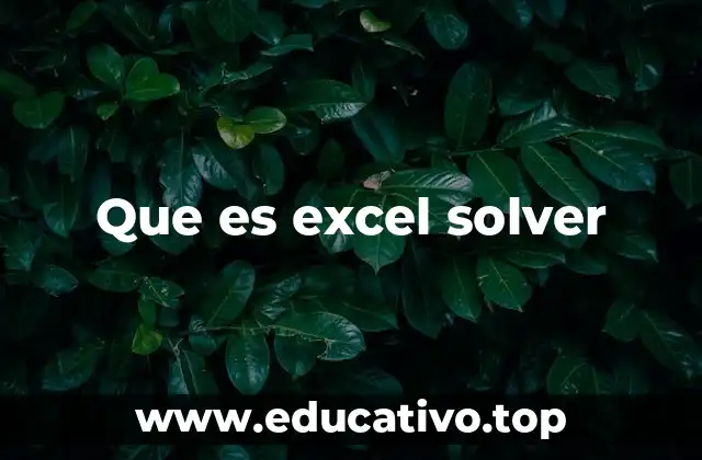 Que es excel solver