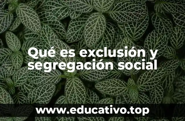 Qué es exclusión y segregación social