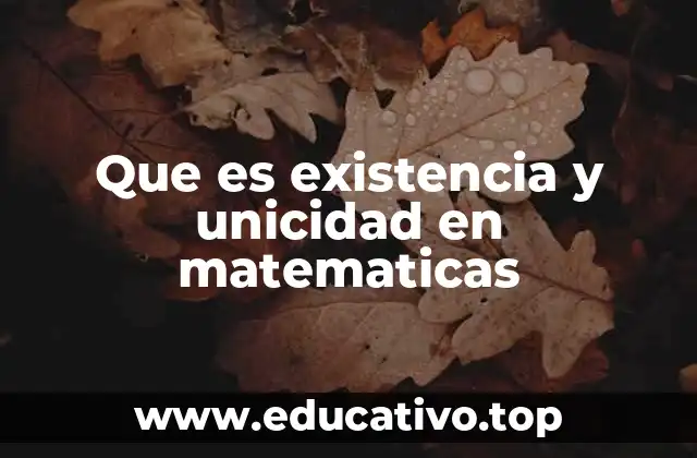 Que es existencia y unicidad en matematicas