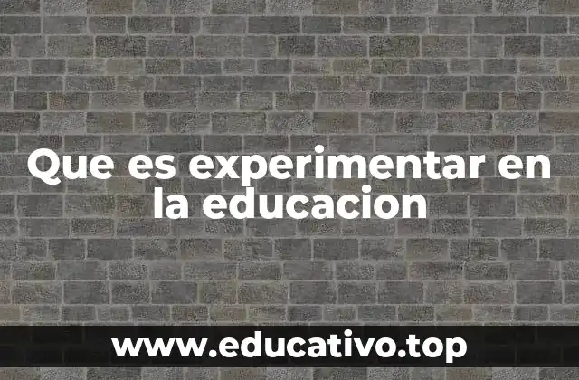 Que es experimentar en la educacion
