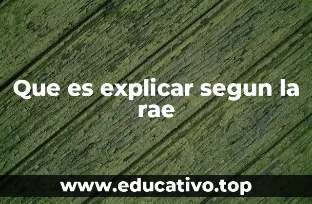Que es explicar segun la rae
