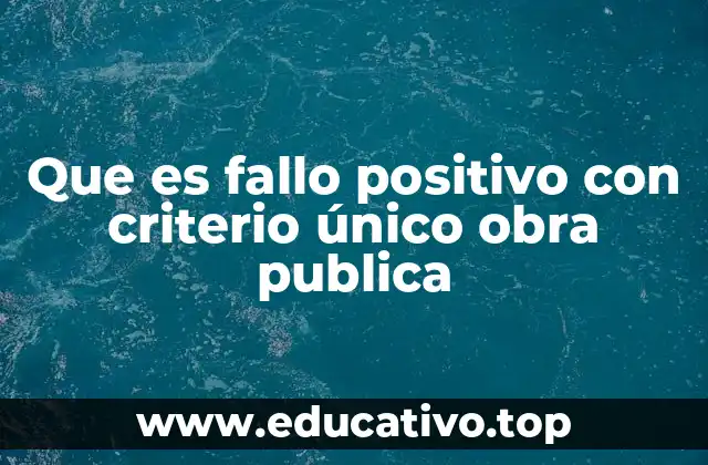 Que es fallo positivo con criterio único obra publica