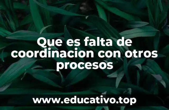 Que es falta de coordinacion con otros procesos