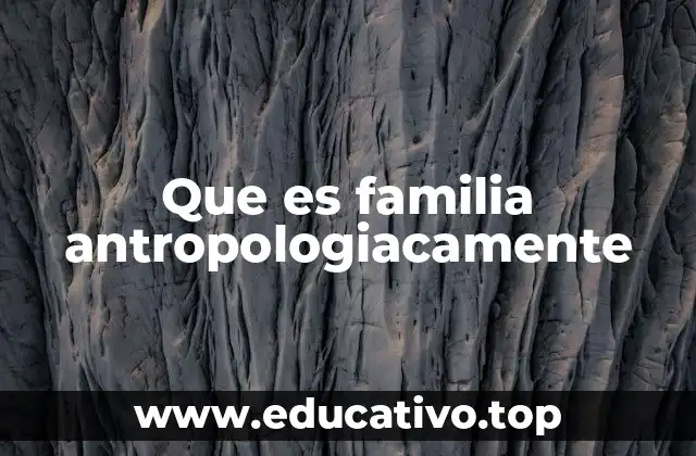 Que es familia antropologiacamente
