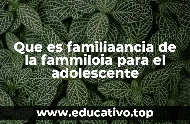 Que es familiaancia de la fammiloia para el adolescente