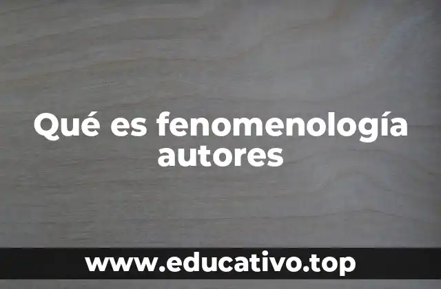 Qué es fenomenología autores