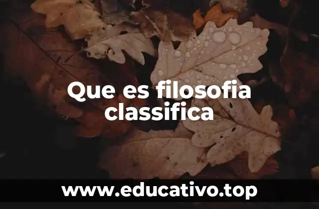Que es filosofia classifica