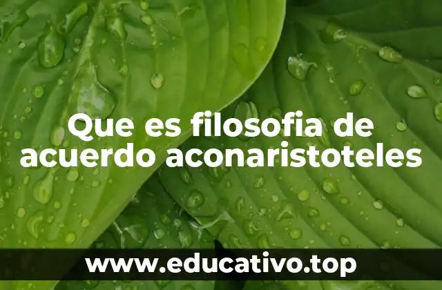 Que es filosofia de acuerdo aconaristoteles