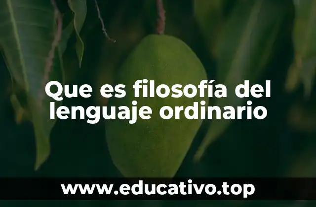 Que es filosofía del lenguaje ordinario