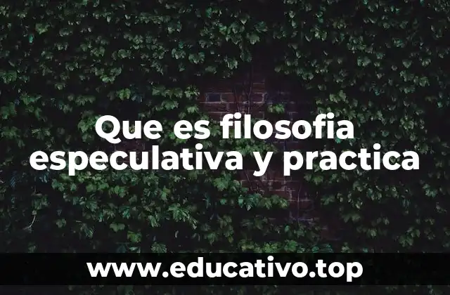 Que es filosofia especulativa y practica