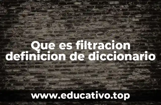 Que es filtracion definicion de diccionario