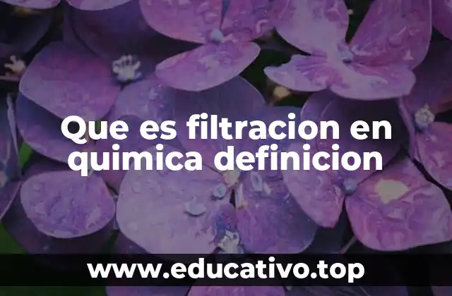 Que es filtracion en quimica definicion