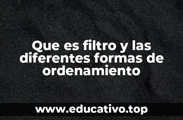 Que es filtro y las diferentes formas de ordenamiento