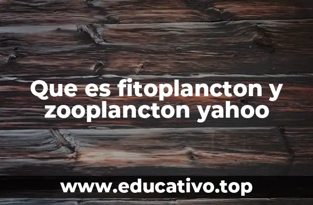 Que es fitoplancton y zooplancton yahoo