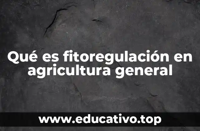 Qué es fitoregulación en agricultura general