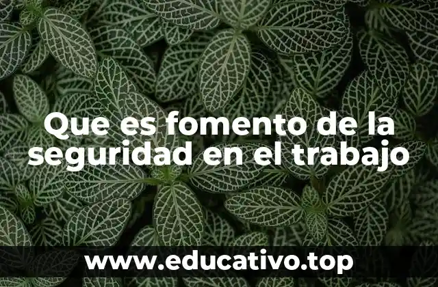 Que es fomento de la seguridad en el trabajo