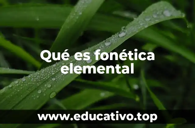 Qué es fonética elemental