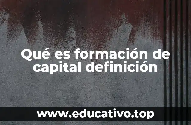Qué es formación de capital definición