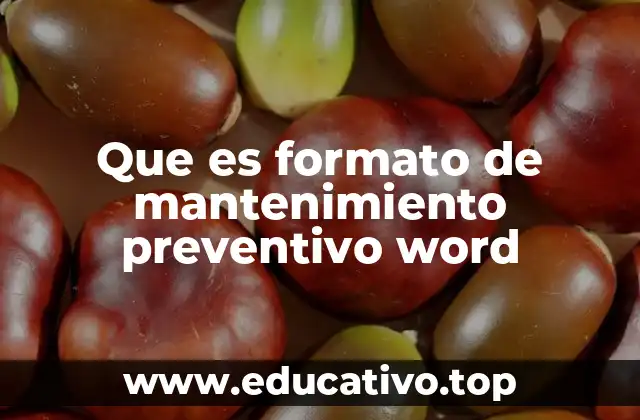 Que es formato de mantenimiento preventivo word