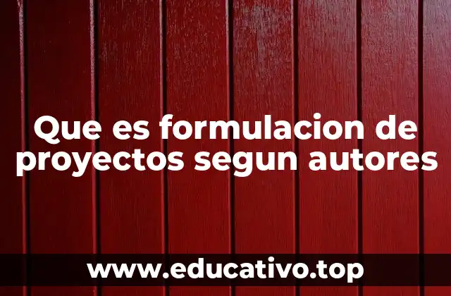 Que es formulacion de proyectos segun autores