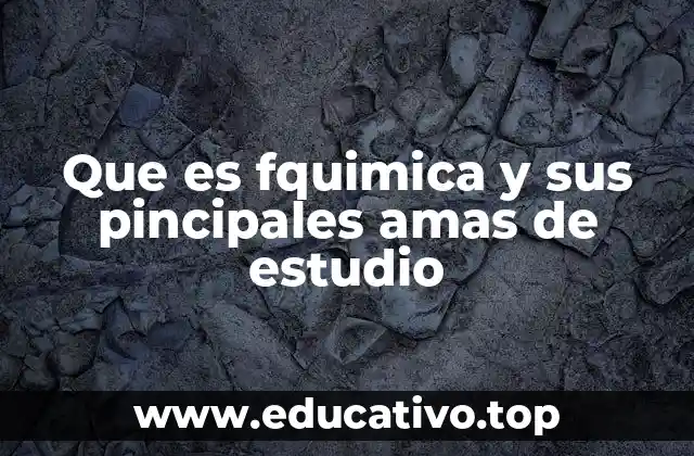 Que es fquimica y sus pincipales amas de estudio