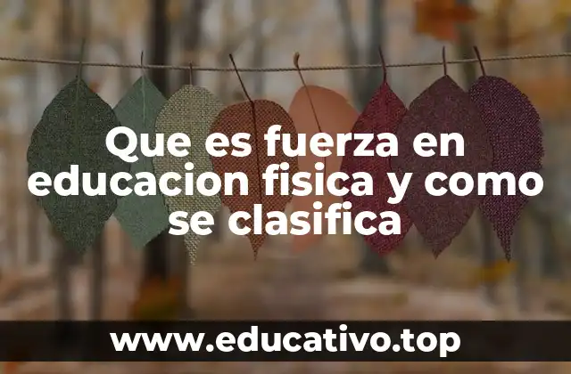 Que es fuerza en educacion fisica y como se clasifica