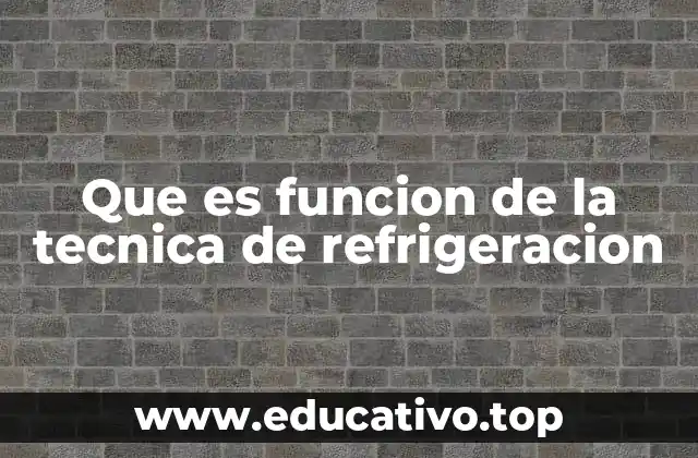 Que es funcion de la tecnica de refrigeracion