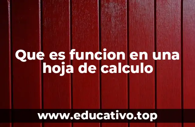 Que es funcion en una hoja de calculo