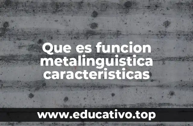 Que es funcion metalinguistica caracteristicas