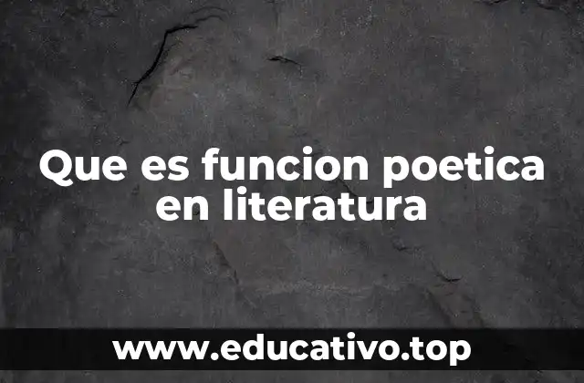 Que es funcion poetica en literatura