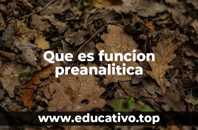 Que es funcion preanalitica