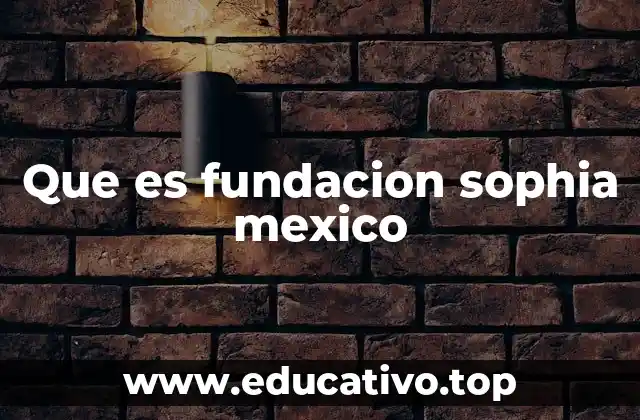 Que es fundacion sophia mexico
