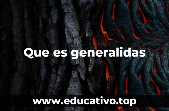 Que es generalidas