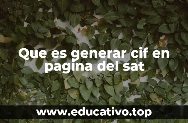 Que es generar cif en pagina del sat