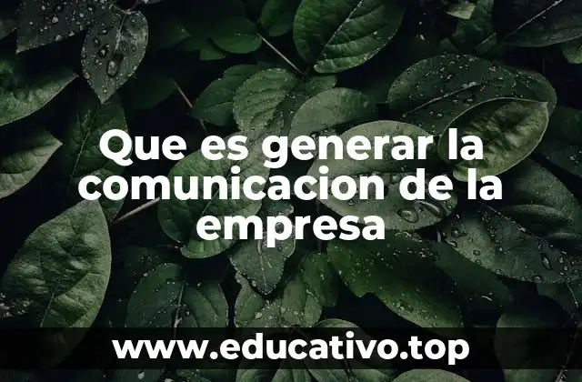 Que es generar la comunicacion de la empresa