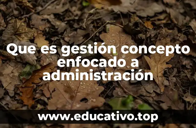 Que es gestión concepto enfocado a administración