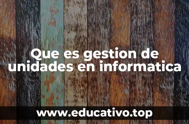 Que es gestion de unidades en informatica